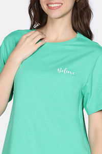 Zivame 2 Mile Fashion Knit Cotton Loungewear Set - Brook Green — thumbnail 7